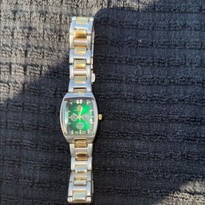 Two-Tone Watch with Green Face